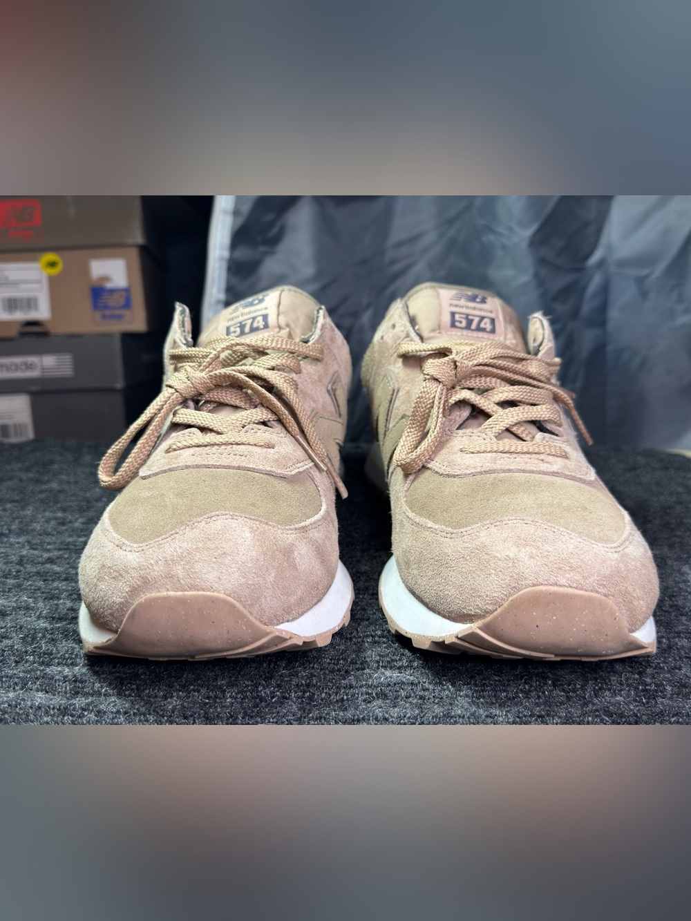 New Balance 574 ‘Flat Taupe’ Size Women 11 /Men 9.5 Brown Suede Unisex Sneakers - Picture 6 of 10